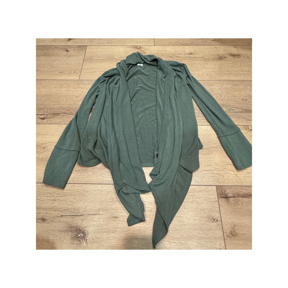 Silvergate‎ Women Olive Green Open Front Waterfall Cardigan Small 81349HAT USA